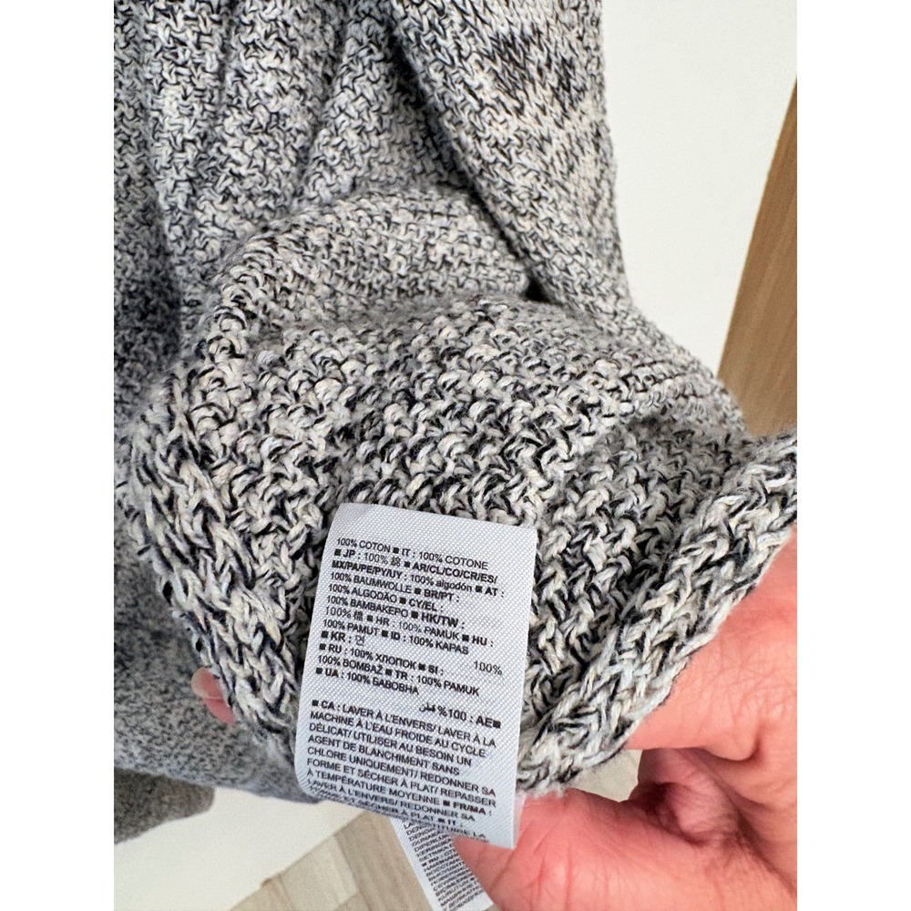 Grannycore Minimalist Marled Knit Cardigan Open Cotton Gap Women L Gray Cozy - Picture 6 of 10